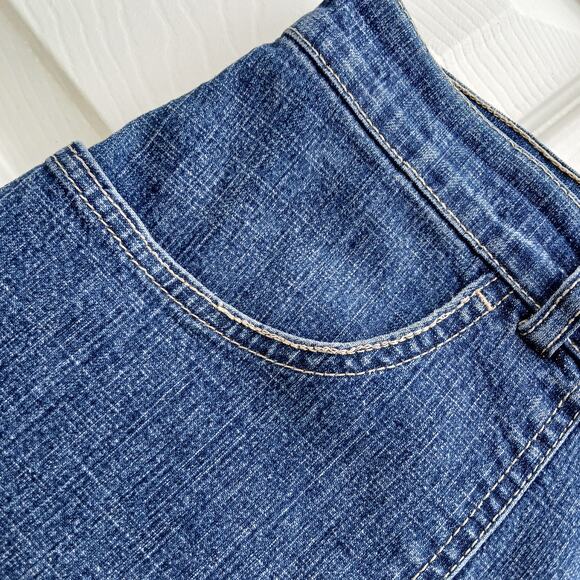 Gloria Vanderbilt Denim Capri Pants size 14 dark grey blue patch pockets jeans - Picture 11 of 14